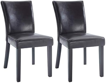 Amazon Com Milan Meadow Bonded Leather Parsons Chair Set Of 2 Brown Chairs