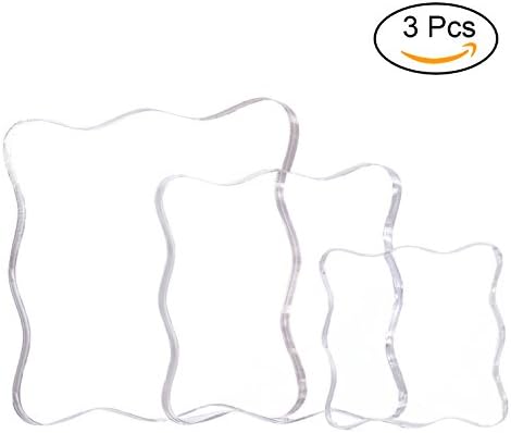 Diomate 3 Pieces Stamp Blocks Set Clear Acrylic Block Stamping Tools for Scrapbook Crafts