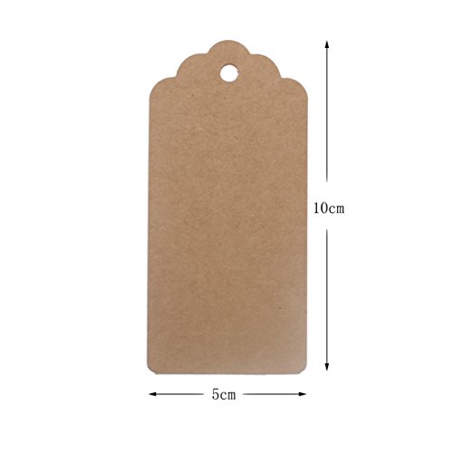Zicome 200Pcs Kraft Paper Gift Tags for Christmas Presents Wedding Party Favors, 200 Feet Natural Jute Twine Included - Thumbnail 3
