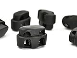 Cosmos ® (Leaf) 6 PCS Leaf Pattern Black Double Cord Stops Sliding Shoelace Lock Replacements for Triathlon + Free Cosmos Cable Tie