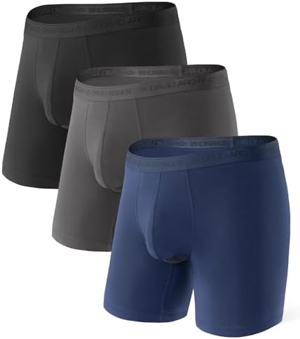 DAVID ARCHY Men's Trunks Underwear 4-Pack - Rayon From Bamboo, No Fly, 3D Pouch, Soft & Breathable