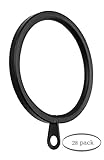 Meriville 28 pcs Black 1.5-Inch Inner Diameter Metal Flat Curtain Rings with Eyelets, Fits Up To 1 1/4-Inch Rod