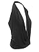 LE3NO Womens Lightweight Sexy Low Cut Halter Top with Stretch Black