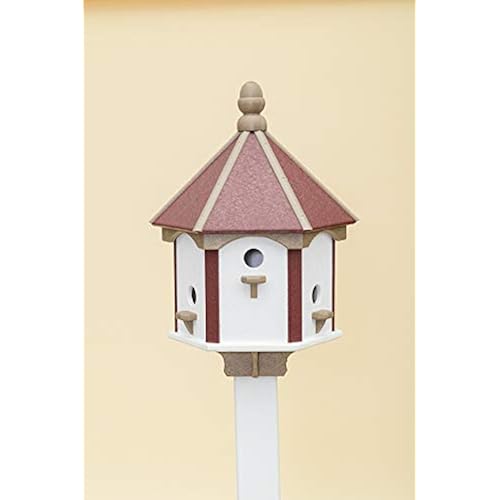 DutchCrafters 6-Hole Classic Birdhouse (Cherry Wood/Weatherwood/White)