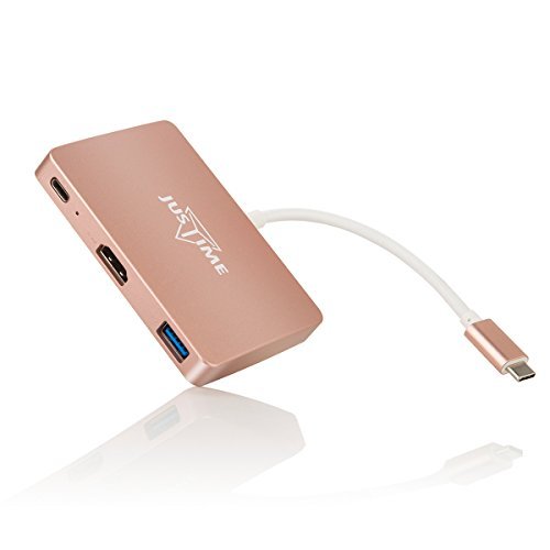 USB C Hub, LUXJET Type C Adapter 3.1 with Power Delivery for Charging, HDMI Output, Card Reader, USB 3.0 Ports for MacBook Pro 2015/2016, Google Chromebook 2016 and More (Gold)