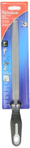 Nicholson Mill Hand File with Ergonomic Handle (Carded), American Pattern, Single Cut, Rectangular, Coarse, 8" Length