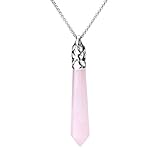 Hexagonal Pile Gemstone Crystal Pendant Necklace, Stainless Steel Chain, Unisex, Power Healing Chakra