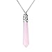 Hexagonal Pile Gemstone Crystal Pendant Necklace, Stainless Steel Chain, Unisex, Power Healing Chakra