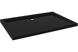 vidaXL Rectangular Shower Base Tray in High Gloss Black, 27.6"x39.4", ABS Material with Fiberglass Reinforcement, Low Threshold, Durable and Stain Resistant