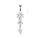 KeyZone Women's Popular Special Crystal Flower Dangle Navel Belly Button Ring Body Piercing Jewelry