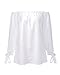 ZANZEA Women's Off The Shoulder Split Knotted Long Sleeve Blouse Loose Boat Neck Tie Cuff Top Shirts Off White XL