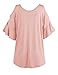 Luna Flower Women's Pleated End Wide Cold Shoulder Tunic Tops