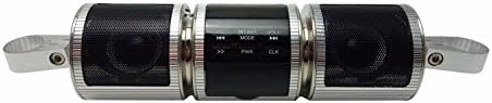 HANSWD Waterproof Bluetooth Motorcycle Scooter ATV Speakers Wireless Sound System with Digital Display / USB Port Radio Remote Alarm Speaker FM Radio MP3 Player (Silver)
