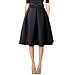Hanlolo Womens Black Skirts Solid Color Vintage Knee Length Pleated Office Skirts 14