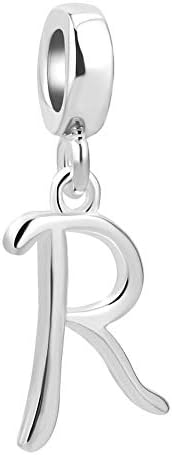 PoeticCharms Alphabet A-Z Initial Letter Charm 925 Sterling Silver Dangle Bead for Bracelet