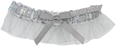 Prom 2018 Women's Sequin Garter with Crystal "PROM 2018" Ribbon One Size Fits Most Silver