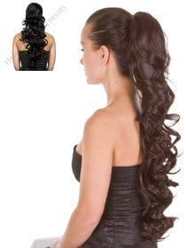 Black Long Curly Pony Tail Hairpiece 23" | Drawstring and comb attachment