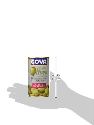 Goya Manzilla Green Olives Stuffed with Anchovies, 5.25 Ounce Can of Spanish Anchovy Olive