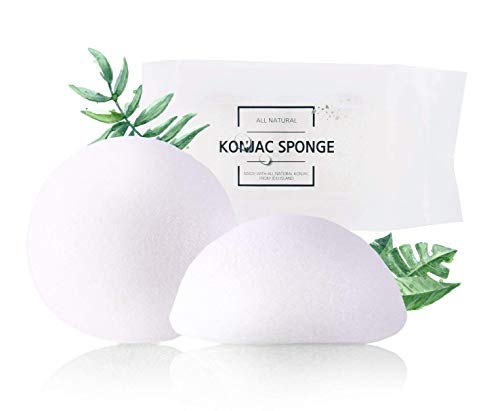 Memoir All Natural Korean Konjac Facial Sponge Set - 2 Pack | Gently Exfoliate Sensitive Skin, Great for Acne Prone Skin, Gentle Scrub, Removes Blackhead | Gently Daily Exfoliation