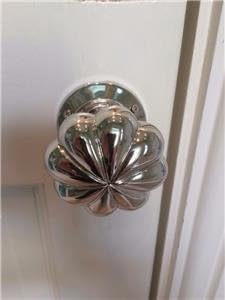 Chattels Stunning Pair of Large Mortice Flower Door Knobs in Shiny Nickel Solid Brass Handles KLN-N, Silver - Image 4