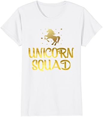 Womens Unicorn Squad Shirt Gold Bling Medium White