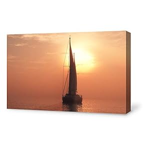 Canvas Wall Art for Living Room,Bedroom Home Artwork Paintings Sailboat Under The Sunset Ready to Hang - 12x18 inches