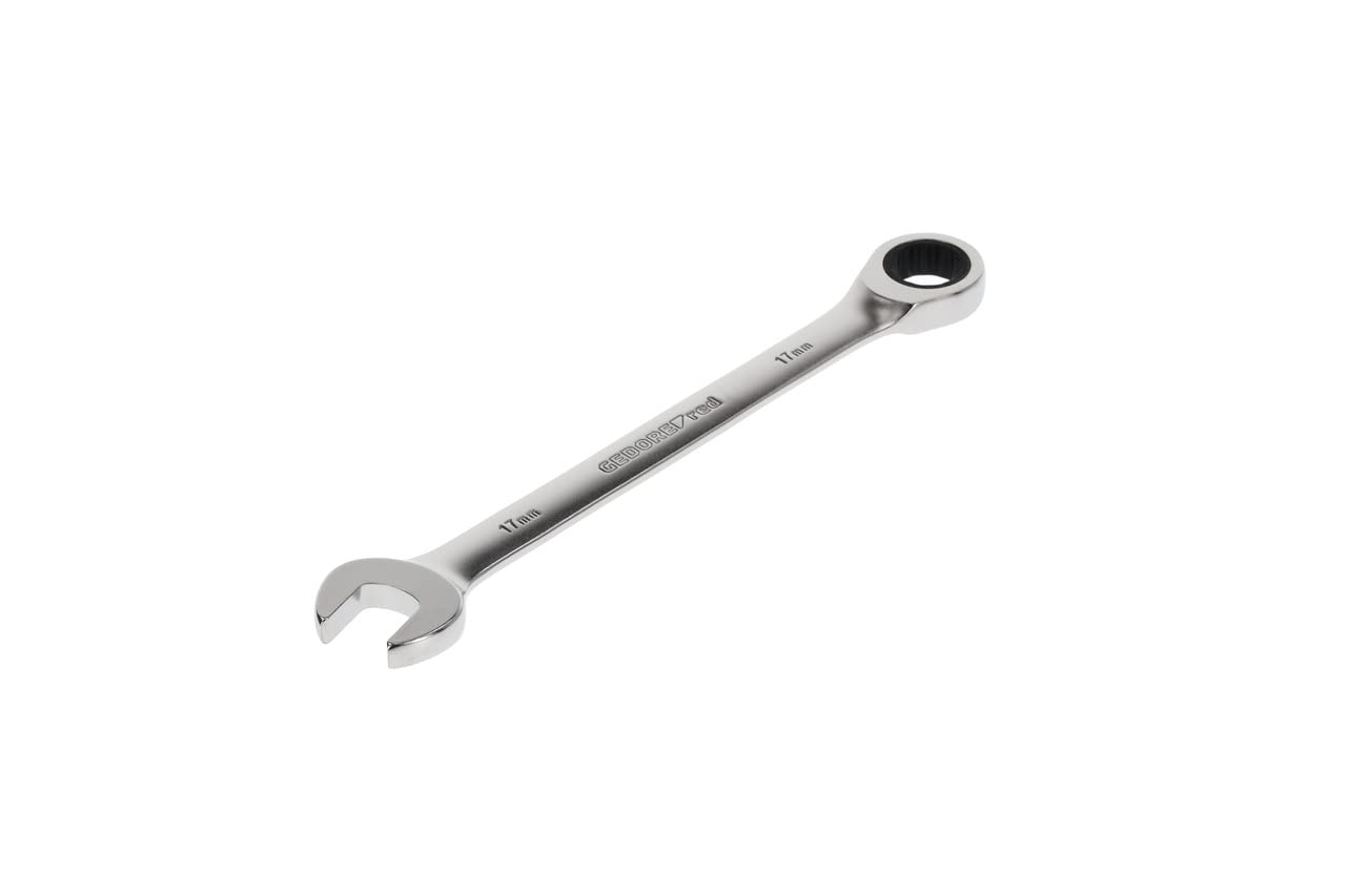 GEDORE red Combination ratchet spanner, with ratchet, AF 17 mm, Flat, Bi-hex, Spanner, R07100170