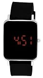 Moulin Unisex Digital One-Touch Silicone Black/Silver Watch #3388.75850