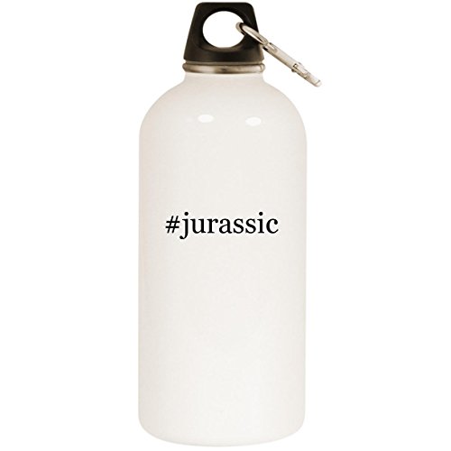 #jurassic - White Hashtag 20oz Stainless Steel Water Bottle with Carabiner