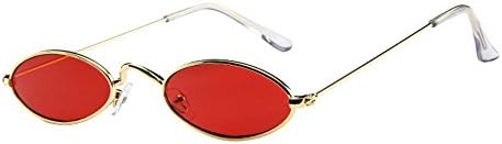 BOLANQ Fashion Mens Womens Retro Small Oval Sunglasses Metal Frame Shades Eyewear (C, Free Size)