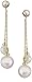 Amazon Collection 14k Yellow Gold White Cultured Freshwater Pearl Dangle Earrings (5.5-6mm and 9-10mm)