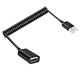 MXTECHNIC USB 2.0 Expansion Spring Coiled Cable 4in Standard Spiral Flexible Active Extension USB 2.0 A-Male to A-Female Processors for Printers, Cameras, Mouse and Other USB Computers