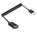 MXTECHNIC USB 2.0 Expansion Spring Coiled Cable 4in Standard Spiral Flexible Active Extension USB 2.0 A-Male to A-Female Processors for Printers, Cameras, Mouse and Other USB Computers