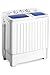 Giantex Portable Mini Compact Twin Tub Washing Machine 17.6lbs Washer Spain Spinner Portable Washing Machine, Blue+ White
