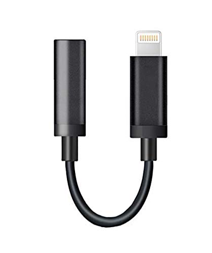ASKJ US Lighting to 3.5mm Headphone Jack Adapter Compatible with iPhone Xs Max XR X 8 7, Headset Connector Compatible with iOS 10.3~12 and Later (Black)