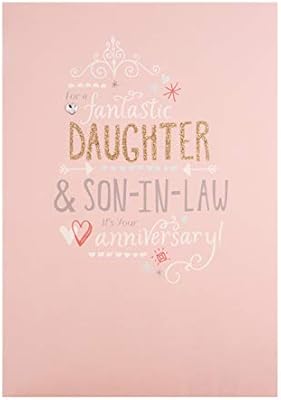 Amazon Com Anniversary Card For Daughter And Son In Law From Hallmark Contemporary Hand Lettered Design Office Products