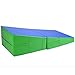 GYMAX Gymnastics Mat, Folding Incline Cheese Wedge Mat with Waterproof Detachable Leather & Carry Handle, Easy to Clean 48‘’ x 24’’ Tumbling Mat for Exercise, Yoga, Kids Home Gym Fitness (Blue+Green)