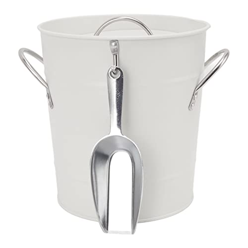 Greensen Double Wall Thermal Ice Bucket with Lid and Spoon for Champagne and Wine, Refrigerated Container, White, 19.5 x 20.5 x 16 cm