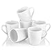 YHY 10 oz Porcelain Mugs, Rounded Square Mouth Mugs for Coffee, Tea, Set of 6, White