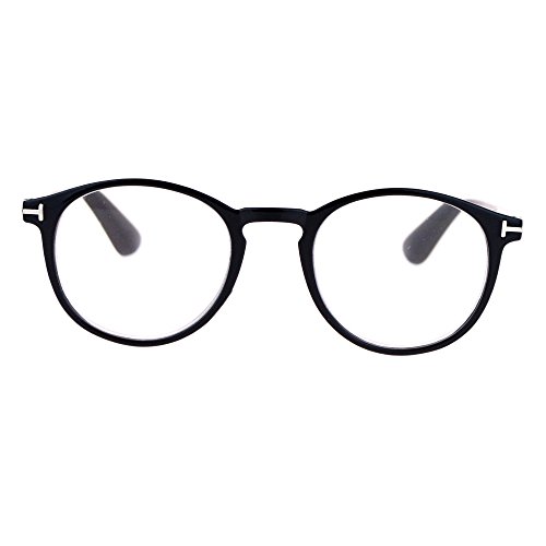 Retro Round Keyhole Thin Horn Rim Plastic Reading Glasses Black +2.0