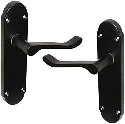 HANDLESTORE Shaped Scroll Matt Black Door Handles 1 Latch Set