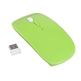 HDE Sleek Ergonomic Curved Wireless 2.4 GHz Optical Slim Mouse with DPI Switch (Green)