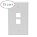 Kenuco Gang Keystone Wall Plate - Standard Size (25 Pack, 2 Port)