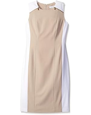 Women's Color-Block Sheath Dress with Zip