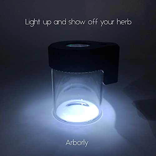 LED Storage Jar with Light Magnified Glass Jar 10X Magnifying Glass
