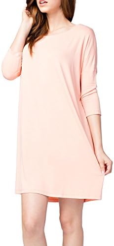 Women's ULTRA SOFT BAMBOO Three-Quarter Sleeve Shift Dress (Small, Peach)