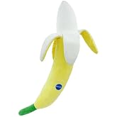 Pet Lou Banana Shaped Dog Toy, 29-inches Height, White and Yellow, Squeak Toy, Plush, Pet Toys and Supplies