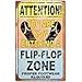 Flip Flop Zone Tin Sign | Vintage Home Beach House Decor | Ready to Hang | 16 x 10 Inch