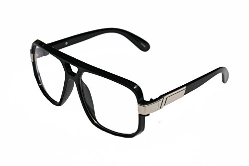 Mars Blackmon Costumes - Vision World Eyewear - Classic Square Frame Plastic Flat Top Aviator Glasses/w