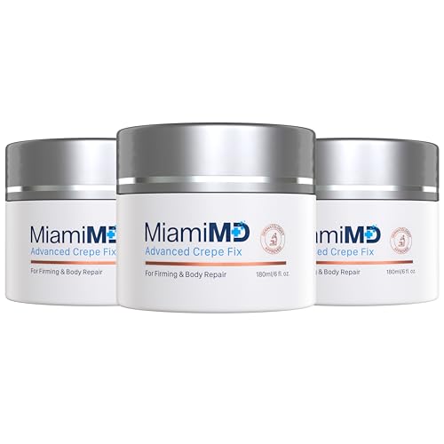 MiamiMD Advanced Crepe Fix - Anti Aging and Skin Firming Cream For All Skin Types - Cruelty Free, Paraben Free Skin Care - 180 ml (6 fl oz) - 3 PACK